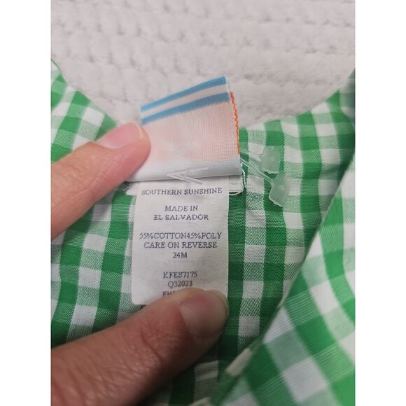 Southern Sunshine Smocked Christmas Romper Size 24 Months Santa Embroidered - Picture 6 of 8